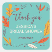 秋ドードル葉リース秋ブライダルシャワー スクエアシール (正面)