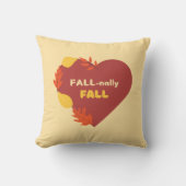 秋ナリー秋ダーク赤いハートと黄離れ色 クッション (正面)