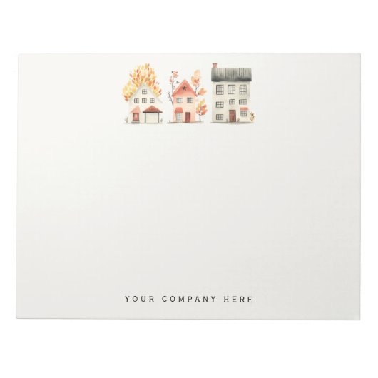 秋ニュートラルウォーターカラーハウズ実在エステート ノートパッド (正面)