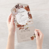 秋ニュートラル素朴リースタンディナー オールインワン招待状 (貼ってはがせる)