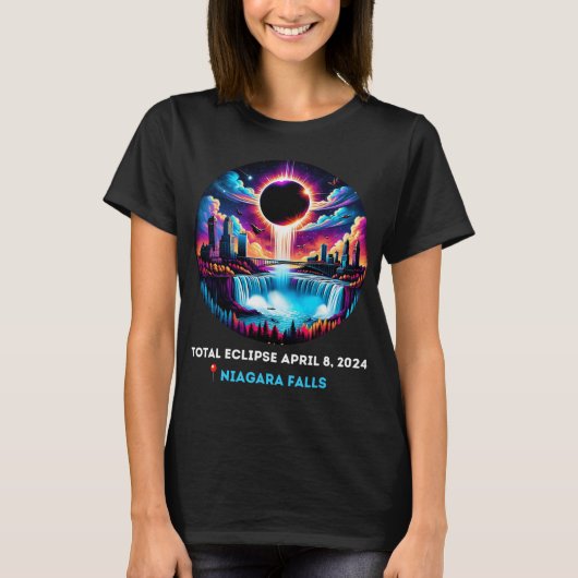 秋ニューヨークニューヨー太陽のトタル日食4月81日 Tシャツ (正面)