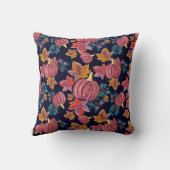 秋ネイビーパンプキ葉ンズ水彩モノグラム クッション (裏面)