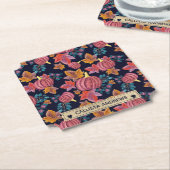 秋ネイビーパンプキ葉ンズ水彩モノグラム ペーパーコースター (アングル)