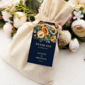 秋ネイビーブルー素朴ひまわり結婚の花 ギフトタグ