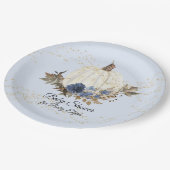 秋ネイビーブ素朴ルーフローラパンプキンベビーシャワー ペーパープレート (アングル)