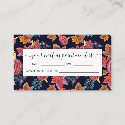 秋ネイビー葉パンプキン水の色パターン 予約カード (正面)