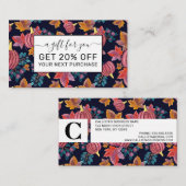 秋ネイビー葉パンプキン水の色パターン 割引カード (正面/裏面)