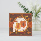 秋ネクタイ&紅葉ツインボーイズ赤ちゃんシャワー 招待状 (スタンド正面)