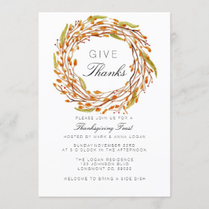 秋ネストサンクスギビング  水彩 招待状