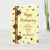 秋ハッピー感謝祭の友人と彼女の夫 シーズンカード (正面)