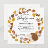 秋ハリネズミ赤ちゃんシャワー招待状 サンキューカード (正面/裏面)