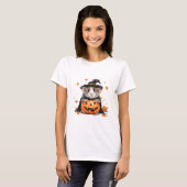 秋ハロウィンウィッチモルモット Tシャツ (正面フル)
