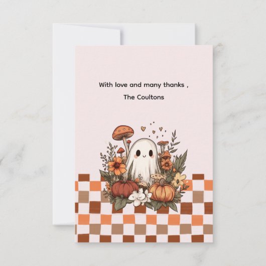 秋ハロウィーンありがとうブーベイビーシャワー サンキューカード (裏面)