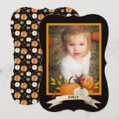 秋ハロウィーンまたは感謝祭かぼちゃフレームカードS シーズンカード (正面/裏面)
