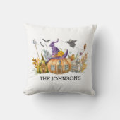 秋ハロウィーンパンプキンハウスモノグラム クッション (正面)