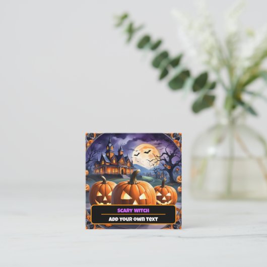 秋ハロウィーンパンプキ人気があるンコレクション スクエア名刺 (スタンド正面)