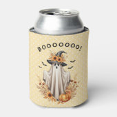 秋ハロウィーン幽霊とカボチャとヒマワリ 缶クーラー (缶正面)