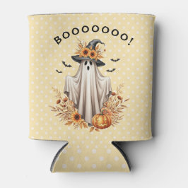 秋ハロウィーン幽霊とカボチャとヒマワリ 缶クーラー