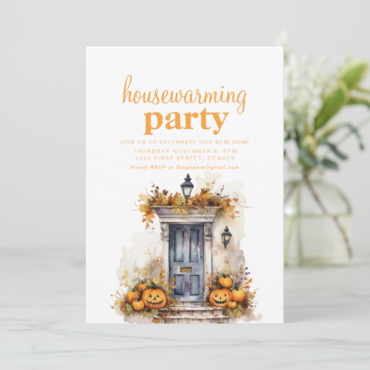秋ハロウィーン引っ越し祝いパーティーパーティー招待状 招待状 (スタンド正面)