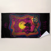 秋ハローウィンパーティ「トリックまたはトリート」 おもしろい ビーチタオル (正面)