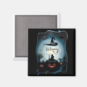 秋ハローウィンパーティ「トリックまたはトリート」アーおもしろいト マグネット (正面/裏面)