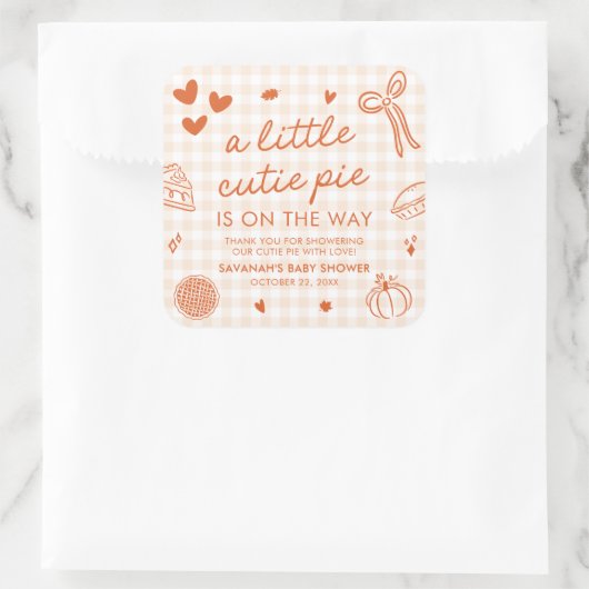 秋ハンドウィンド小さなかわいこちゃんパイ赤ちゃんシャワー スクエアシール (バッグ)