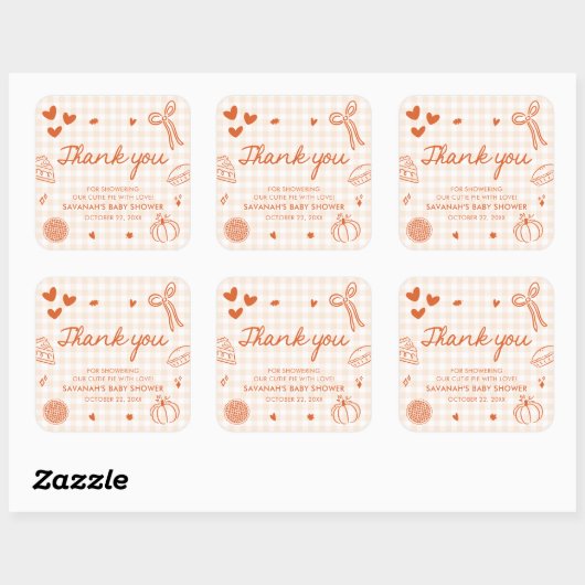 秋ハンドウィンド小さなかわいこちゃんパイ赤ちゃんシャワー スクエアシール (シート)