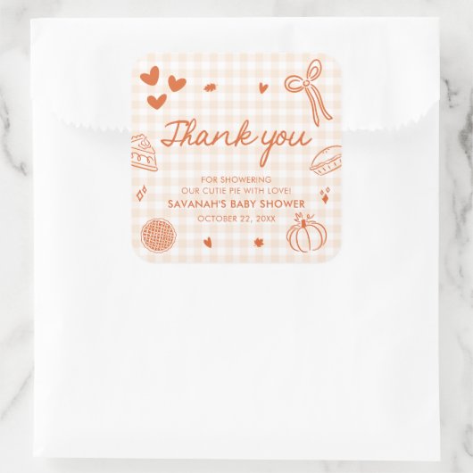 秋ハンドウィンド小さなかわいこちゃんパイ赤ちゃんシャワー スクエアシール (バッグ)