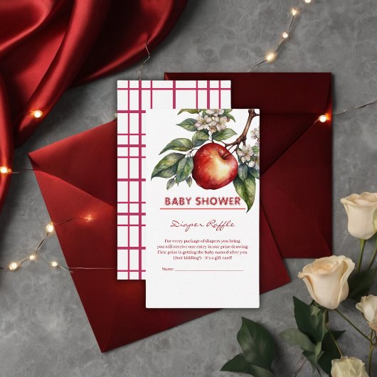 秋ハーベストアップルブランチフローラベビーシャワー エンクロージャーカード