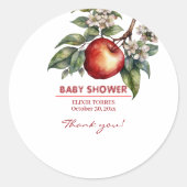 秋ハーベストアップルブランチフローラベビーシャワー ラウンドシール (正面)