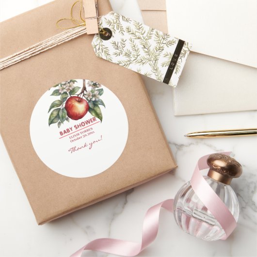 秋ハーベストアップルブランチフローラベビーシャワー ラウンドシール (ギフト)