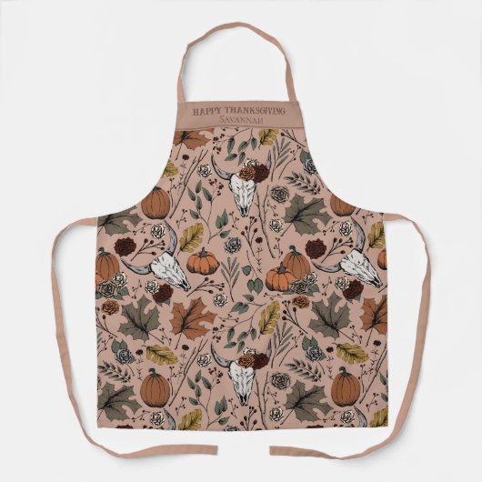 秋ハーベストアンドホーン感謝祭バラ エプロン (正面)