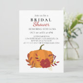 秋ハーベストオレンジカボチャと花 招待状 (スタンド正面)