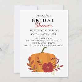 秋ハーベストオレンジカボチャと花 招待状