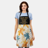 秋ハーベストオレンジリーフ引用文 パーソナライズされた エプロン (着用した状態)