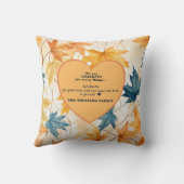 秋ハーベストオレンジリーフ引用文 パーソナライズされた クッション (裏面)