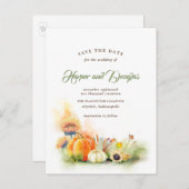 秋ハーベストカボチャとヒマワリ日付を保存 案内ポストカード (正面/裏面)