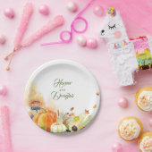 秋ハーベストカボチャとヒマワリ素朴 ペーパープレート (パーティー)