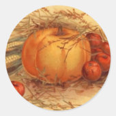 秋ハーベストカボチャのリンゴヴィンテージ ラウンドシール (正面)