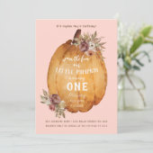 秋ハーベストカボチャの最初の誕生日パーティー 招待状 (スタンド正面)