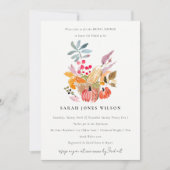 秋ハーベストカボプキンウォーターカラーブライダルシャワー 招待状 (正面)