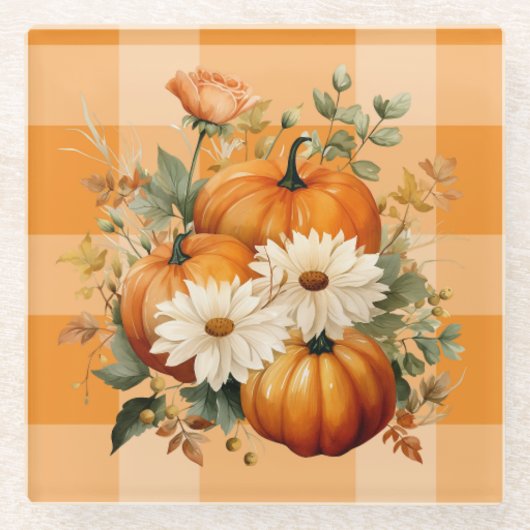 秋ハーベストガラスコースター ガラスコースター (正面)