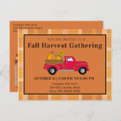 秋ハーベストギャザリングカントリートラックカボチャ インビテーションポストカード (正面/裏面)