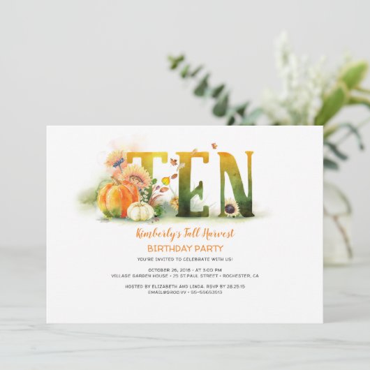 秋ハーベストパンプキンス10誕生日パーティーの招待状 招待状 (スタンド正面)