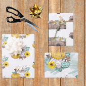 秋ハーベストパンプキントラックかわいらし秋 ラッピングペーパーシート