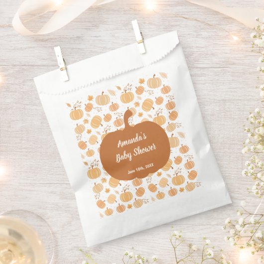秋ハーベストパンプキンパステルベビーシャワー2 フェイバーバッグ (クリップ留めされた状態)