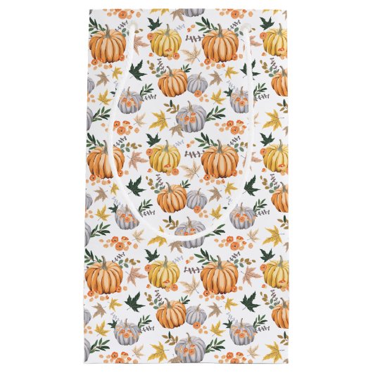 秋ハーベストパンプキンパターン秋パーティー スモールペーパーバッグ (正面)