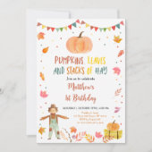 秋ハーベストパンプキン誕生日 招待状 (正面)