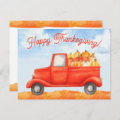 秋ハーベストビジネストラックハッピー感謝祭 ポストカード (正面/裏面)