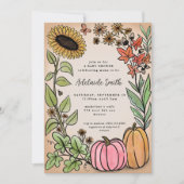 秋ハーベストピンクパンプキンベビーシャワー招待状 招待状 (正面)